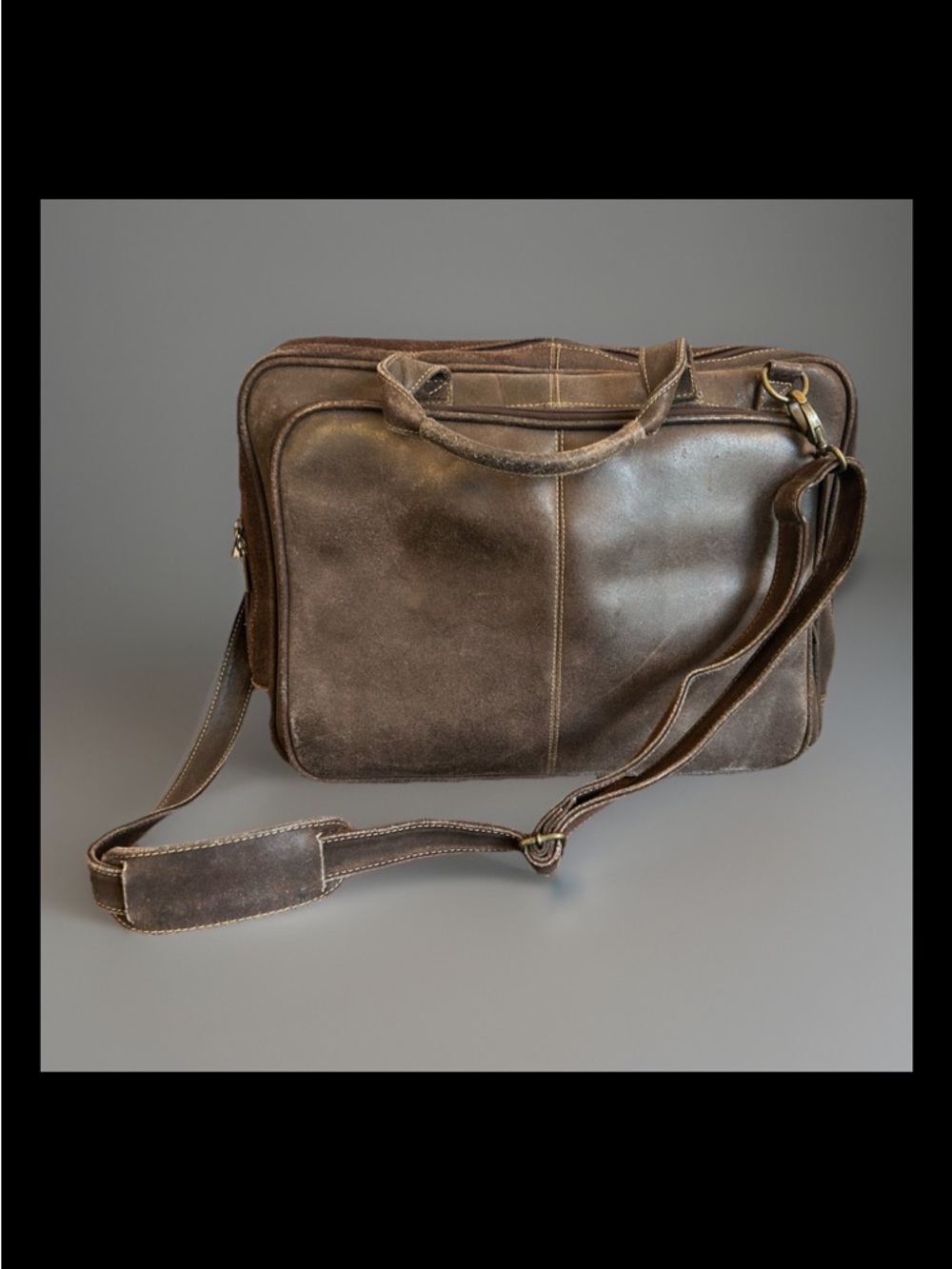 Le Donne leather Computer  briefcase messenger bag crossbody Rustic Distressed